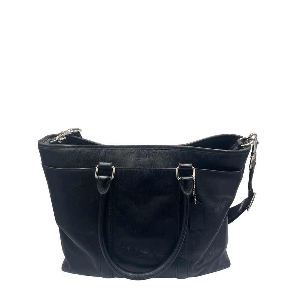 Coach Black Pebbled Leather Business Tote Bag Crossbody Silver Hardware BPECNB